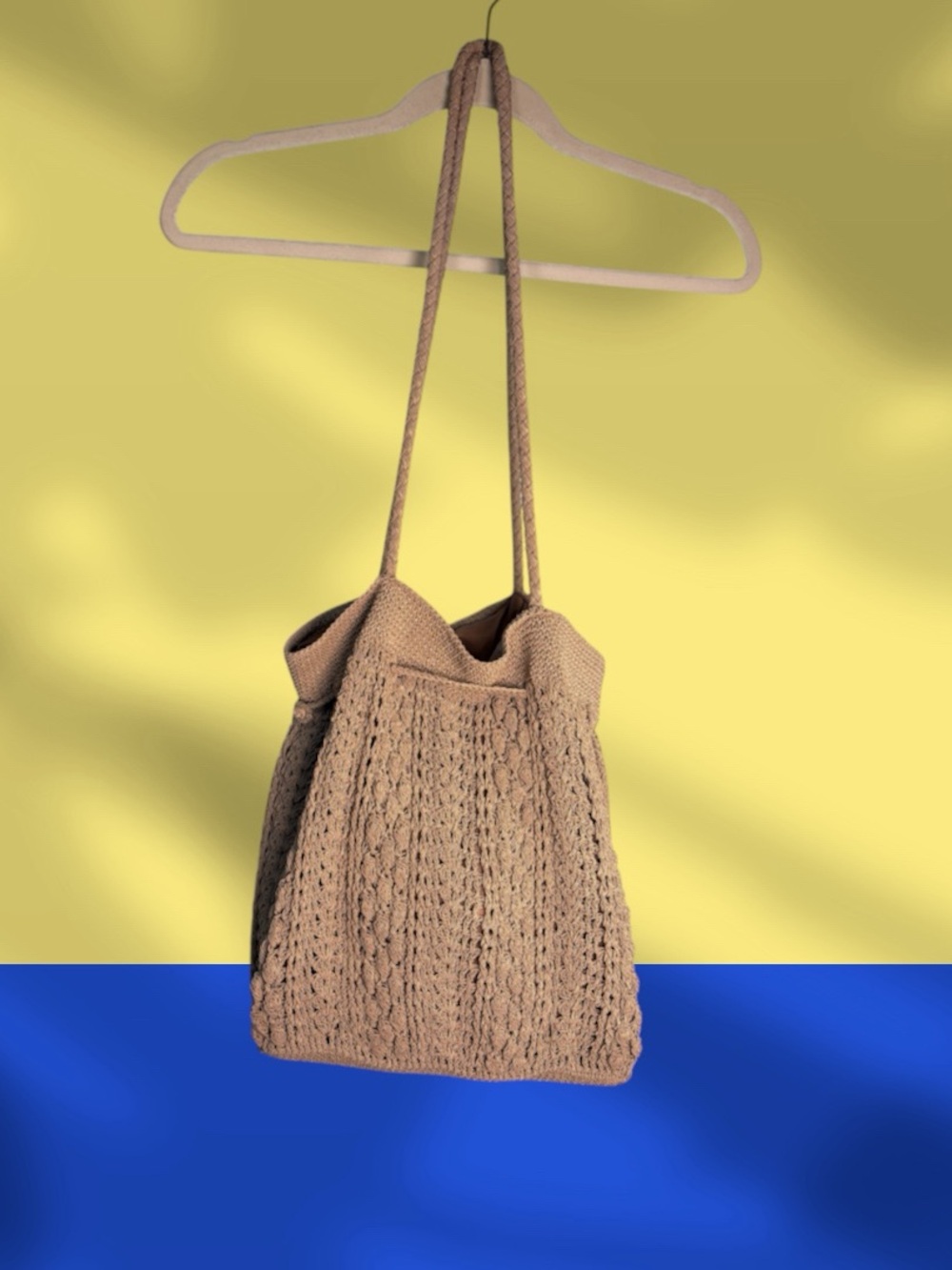 Vintage Kathie Lee Collection Beige Crochet Hobo Shoulder Bag Y2K 90s 2-pc